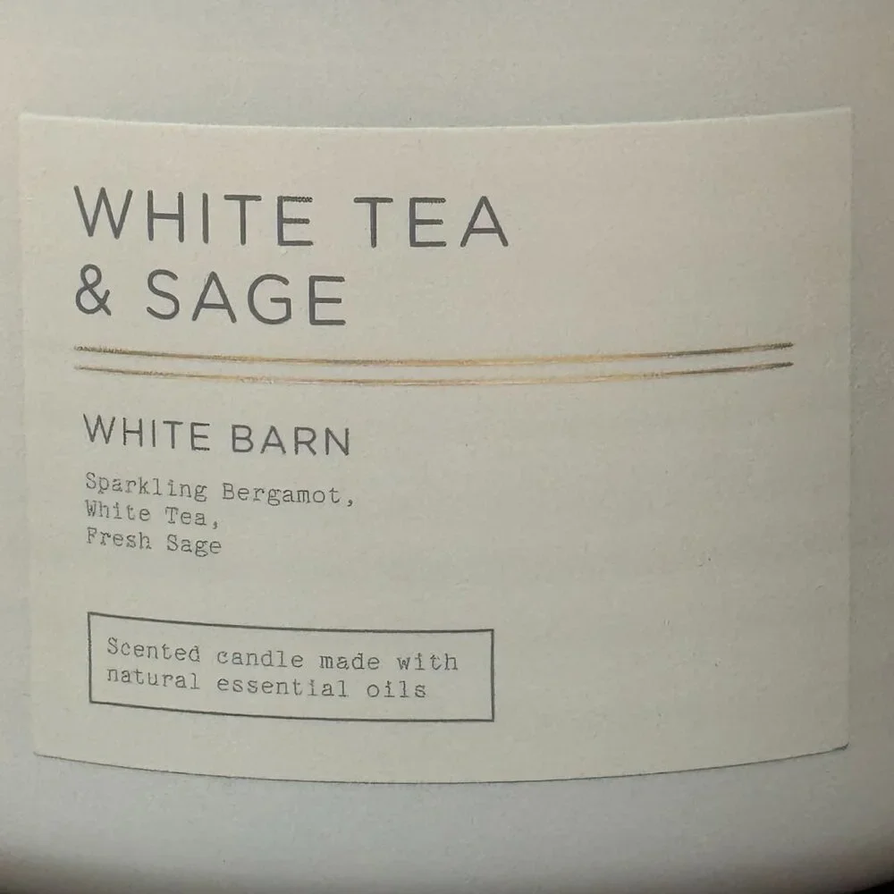 BBW White Tea & Sage White Barn Bath & Body Works 3 Wick Candle - Picture 3 of 10